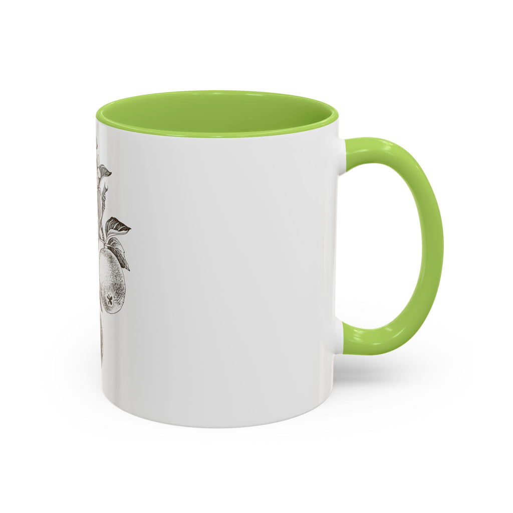 Botanical Apple Accent Coffee Mug — Vintage Fruit Sketch Ceramic Mug (11/15 oz)