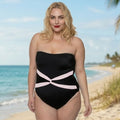 InstantFigure Contrast Twist Front One Piece Swimsuit 13559P