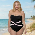 InstantFigure Contrast Twist Front One Piece Swimsuit 13559P
