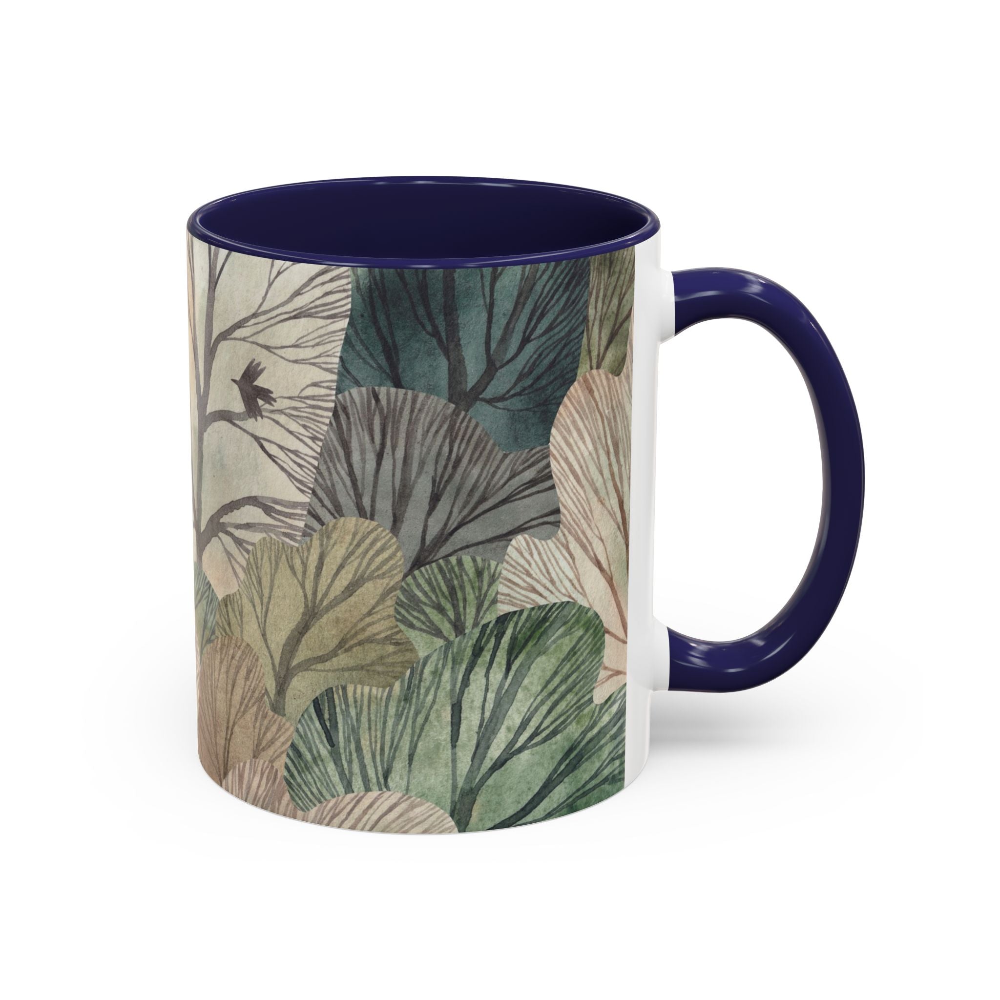 Botanical Woodland Coffee Mug — Earthy Leaf Pattern Accent Mug (11/15oz)