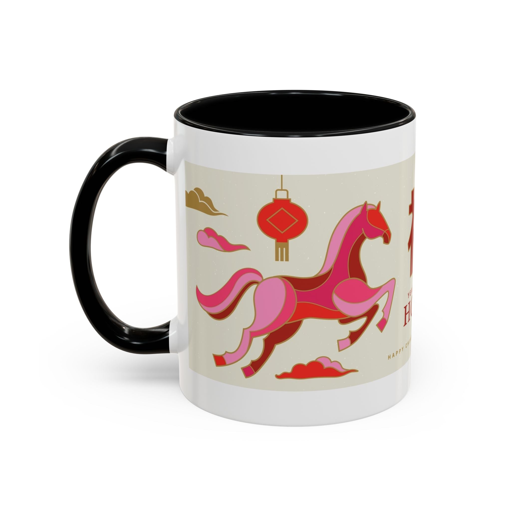 Year of the Horse Accent Coffee Mug — Chinese New Year Lucky Horse Design (11/15oz)