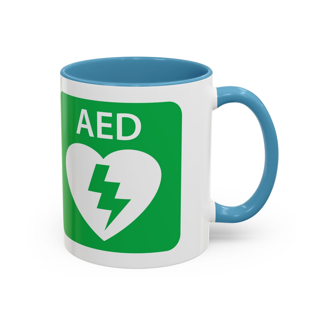 AED Heart Logo Accent Coffee Mug — CPR & Defibrillator Awareness Gift (11/15oz)