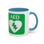 AED Heart Logo Accent Coffee Mug — CPR & Defibrillator Awareness Gift (11/15oz)