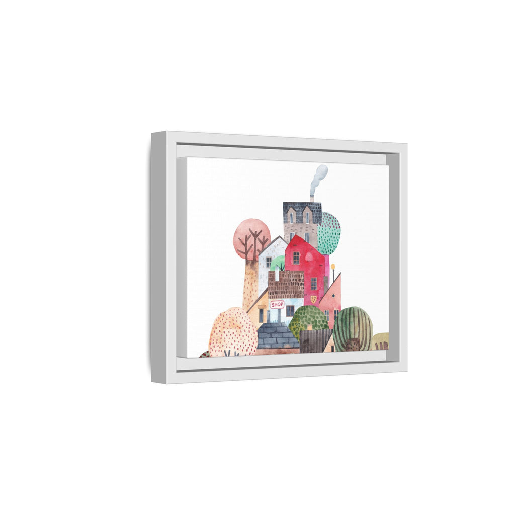 Whimsical Village Matte Canvas Framed Art