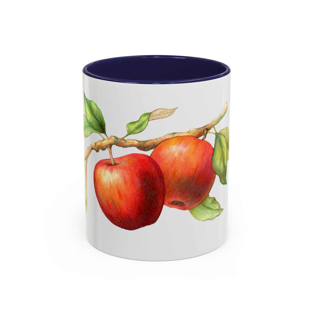 Apple Branch Accent Coffee Mug — Watercolor Fruit Kitchen Mug (11/15oz)