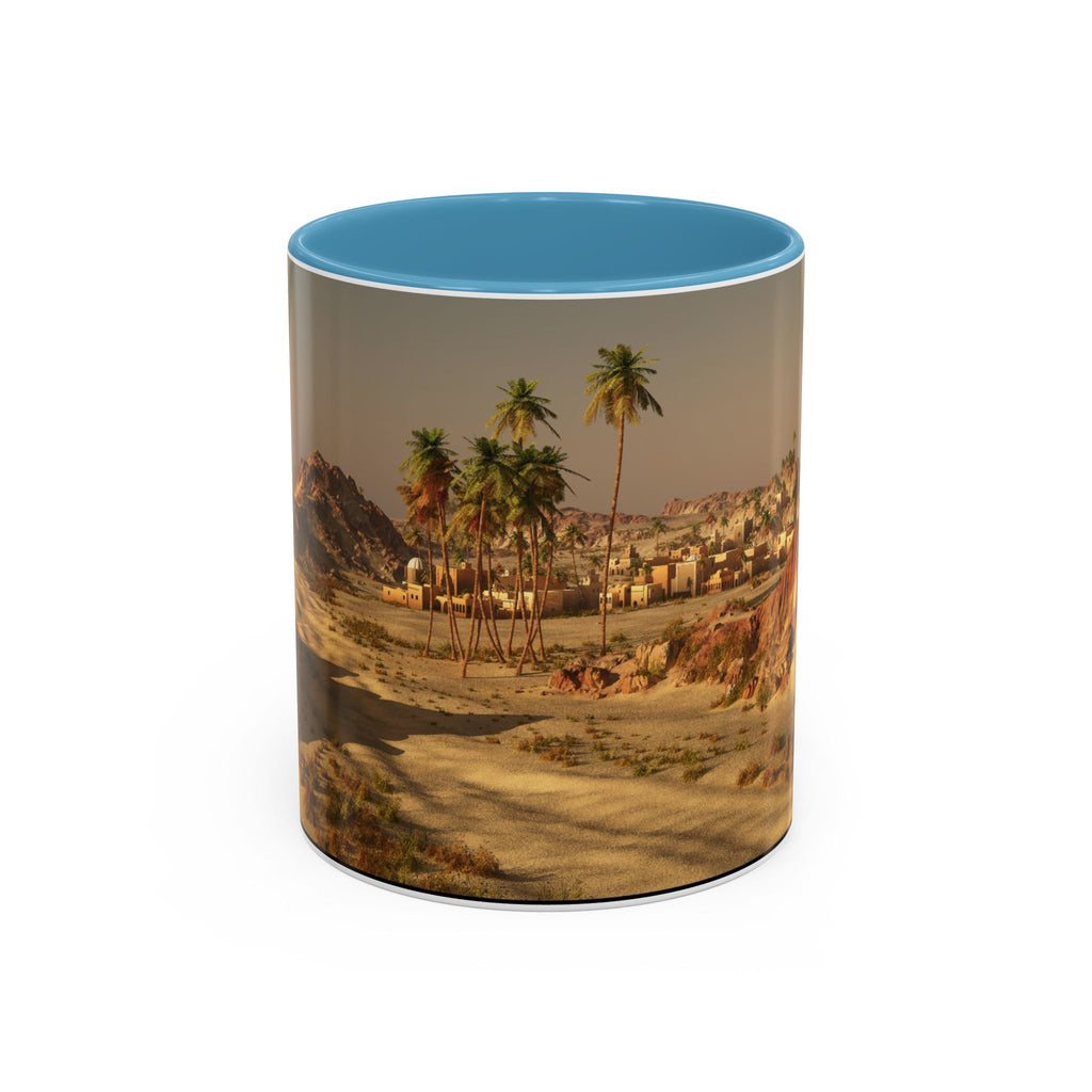Desert Oasis Coffee Mug — Palm Trees & Sunset Scenic Accent Mug