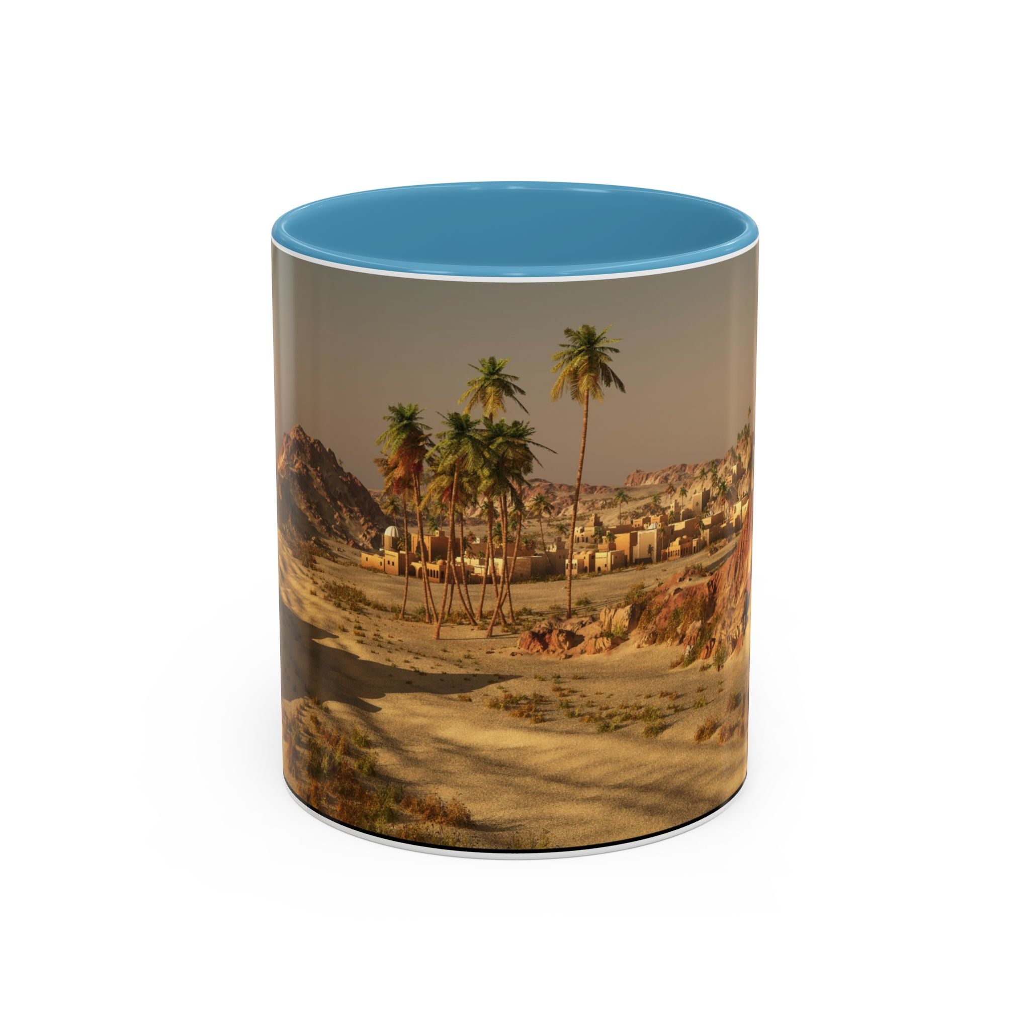 Desert Oasis Coffee Mug — Palm Trees & Sunset Scenic Accent Mug