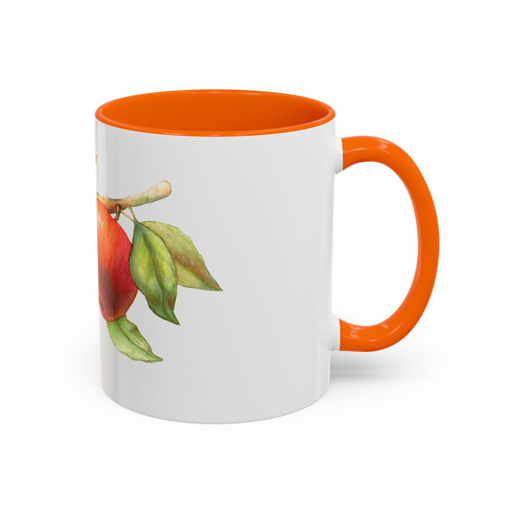 Apple Branch Accent Coffee Mug — Watercolor Fruit Kitchen Mug (11/15oz)