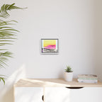 Abstract Sunrise Landscape Matte Canvas Framed Wall Art — Pink & Yellow Modern Home Decor