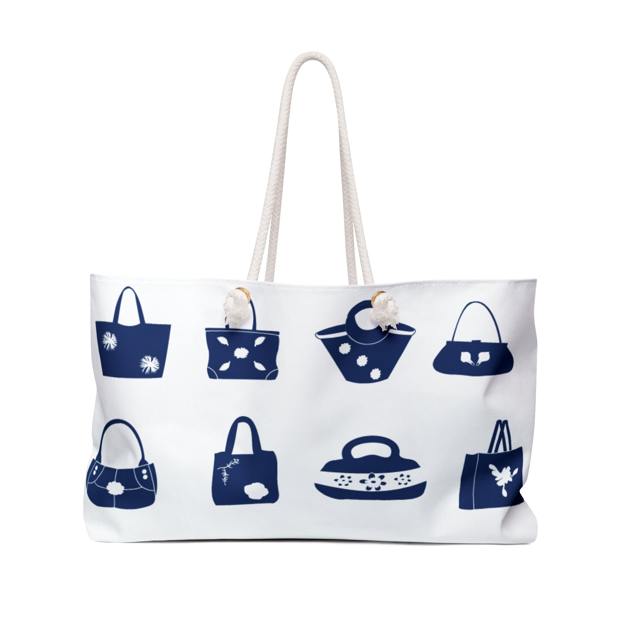 Navy Handbag Icons Weekender Bag | Tote Beach Travel Bag