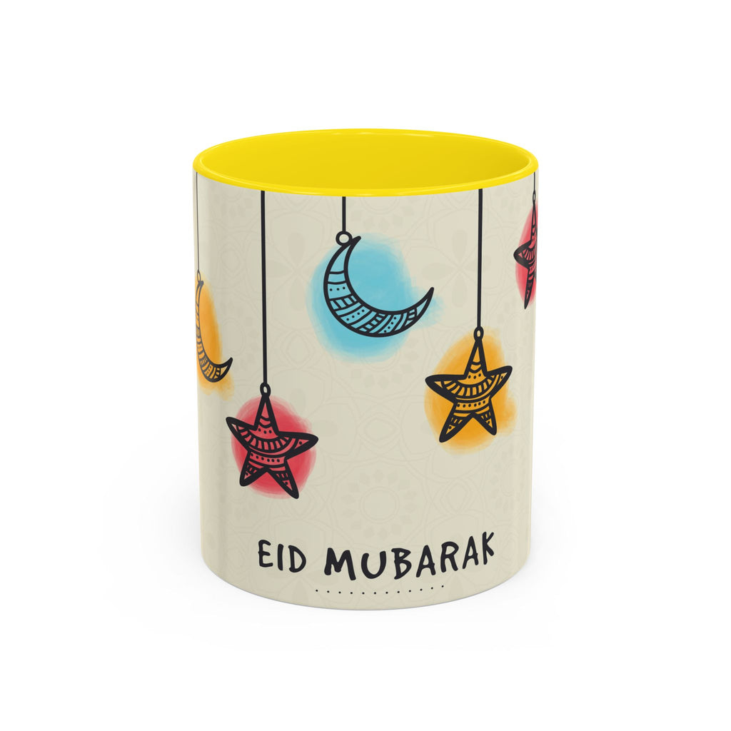 Eid Mubarak Accent Coffee Mug — Festive Crescent & Star Design (11/15 oz)