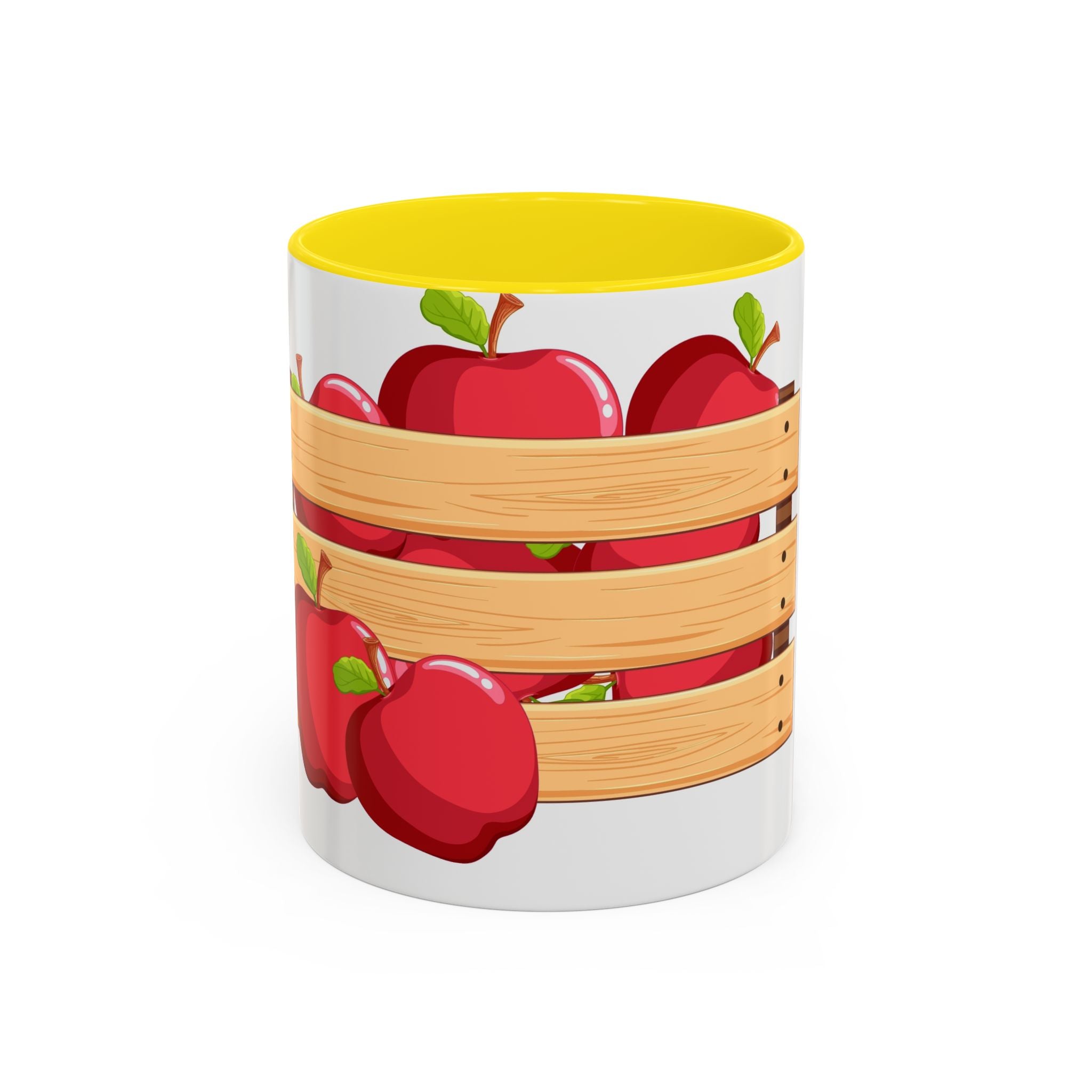 Apple Crate Accent Coffee Mug — Rustic Farmhouse Fruit Design (11/15oz)