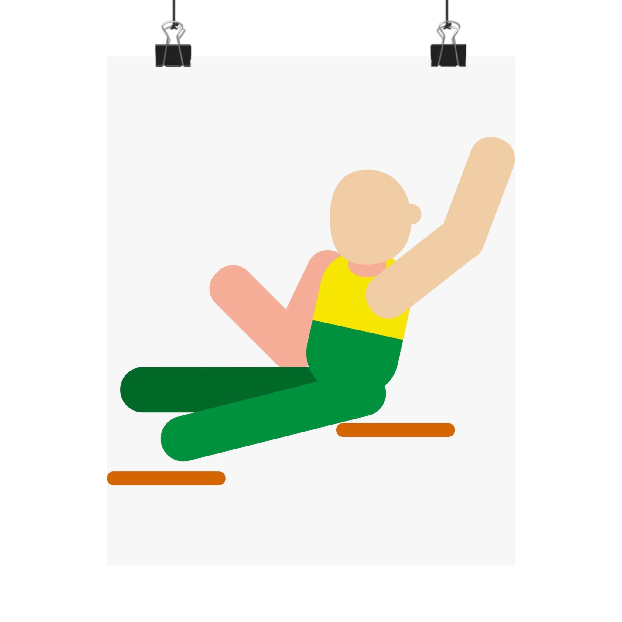 Minimalist Abstract Skier Matte Vertical Poster — Modern Winter Sports Wall Art