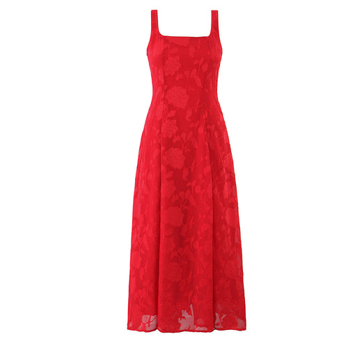 Spring Women Clothing Solid Color Cut Floral Double Shoulder Strap