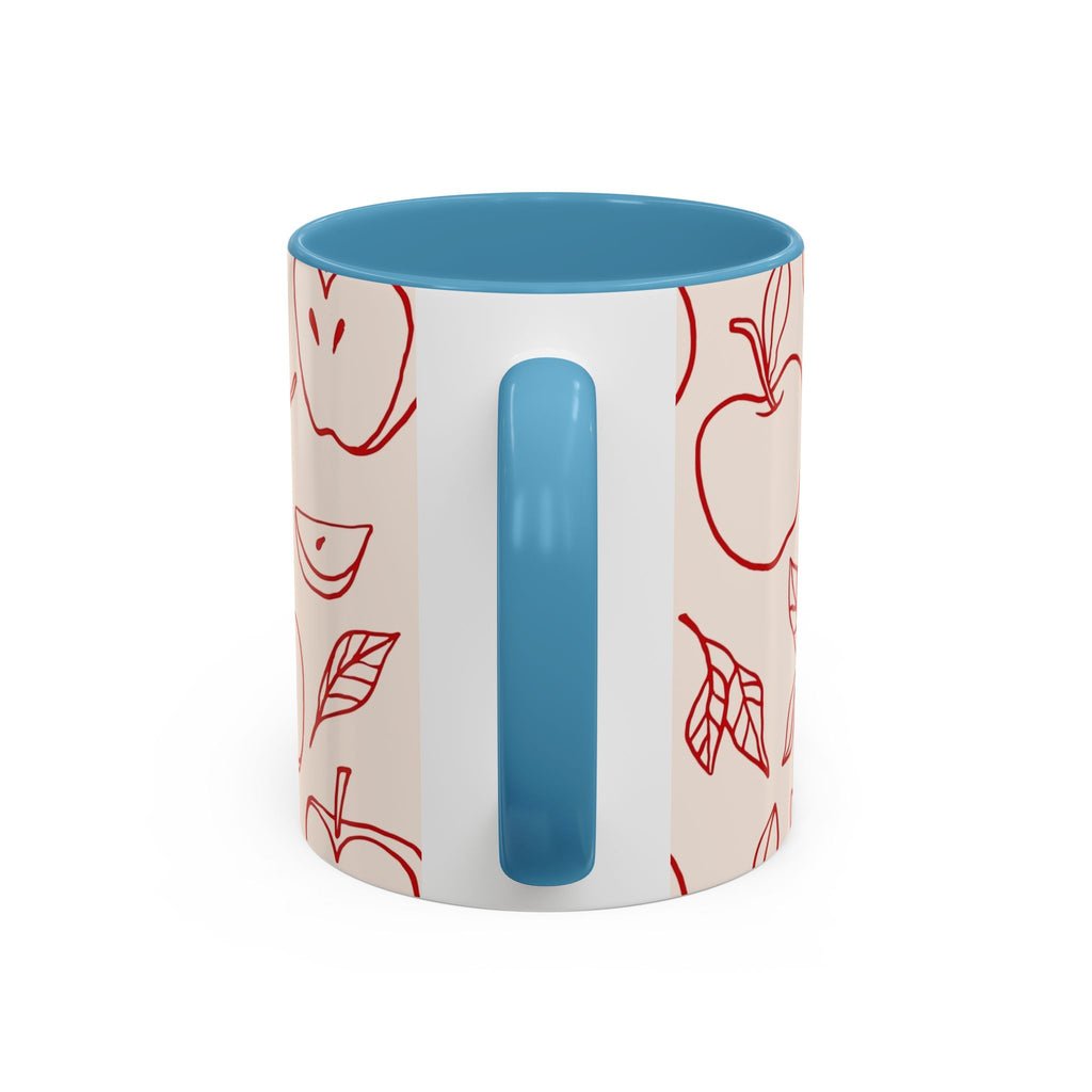 Apple Doodle Accent Coffee Mug — Red Apple Pattern Ceramic Mug (11/15oz)