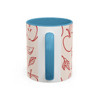 Apple Doodle Accent Coffee Mug — Red Apple Pattern Ceramic Mug (11/15oz)