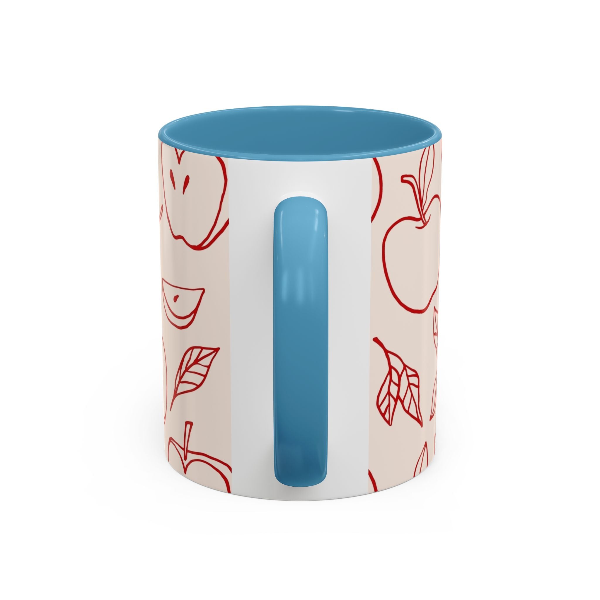 Apple Doodle Accent Coffee Mug — Red Apple Pattern Ceramic Mug (11/15oz)