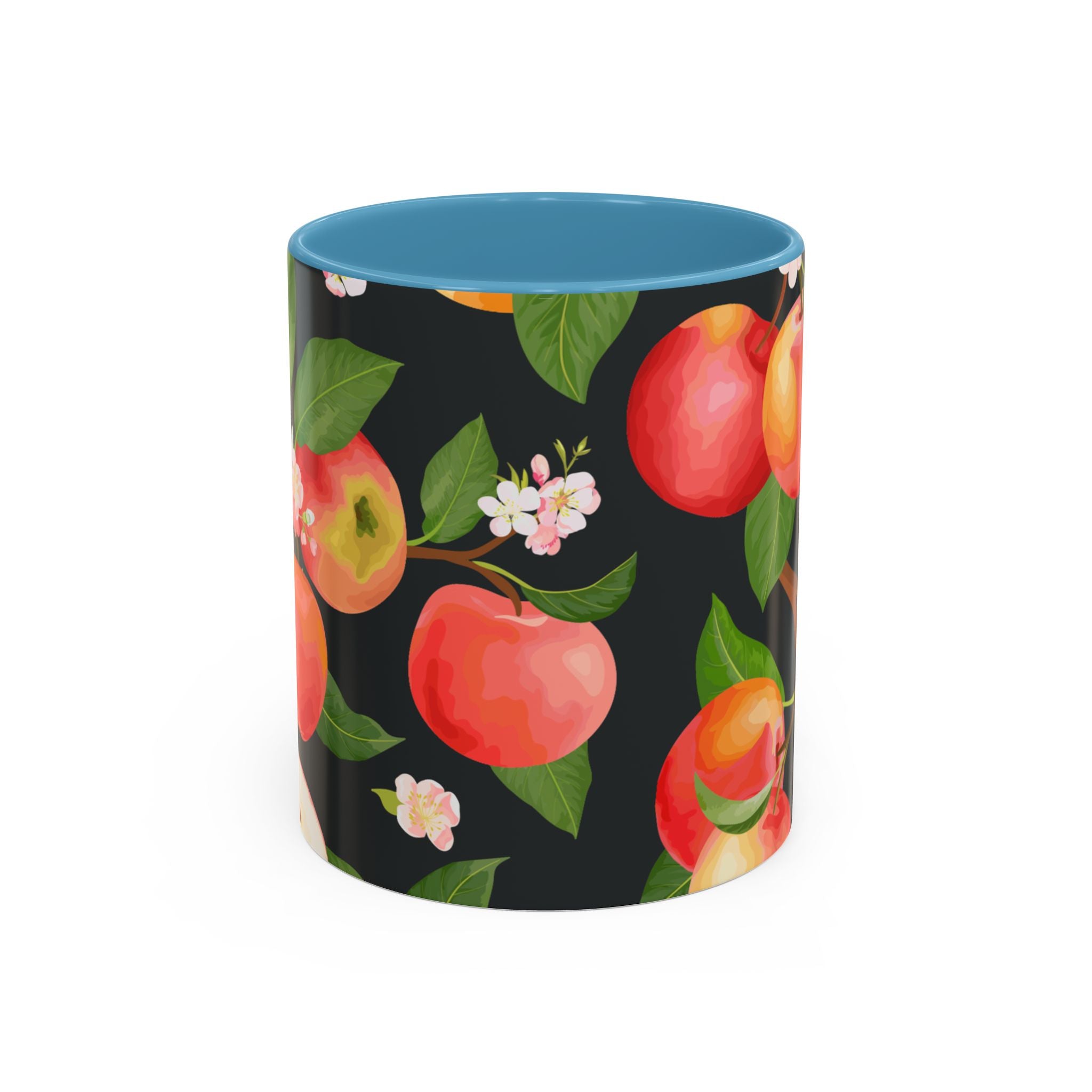 Apple Blossom Accent Coffee Mug – Floral Fruit Ceramic Mug (11/15oz)