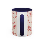 Apple Doodle Accent Coffee Mug — Red Apple Pattern Ceramic Mug (11/15oz)