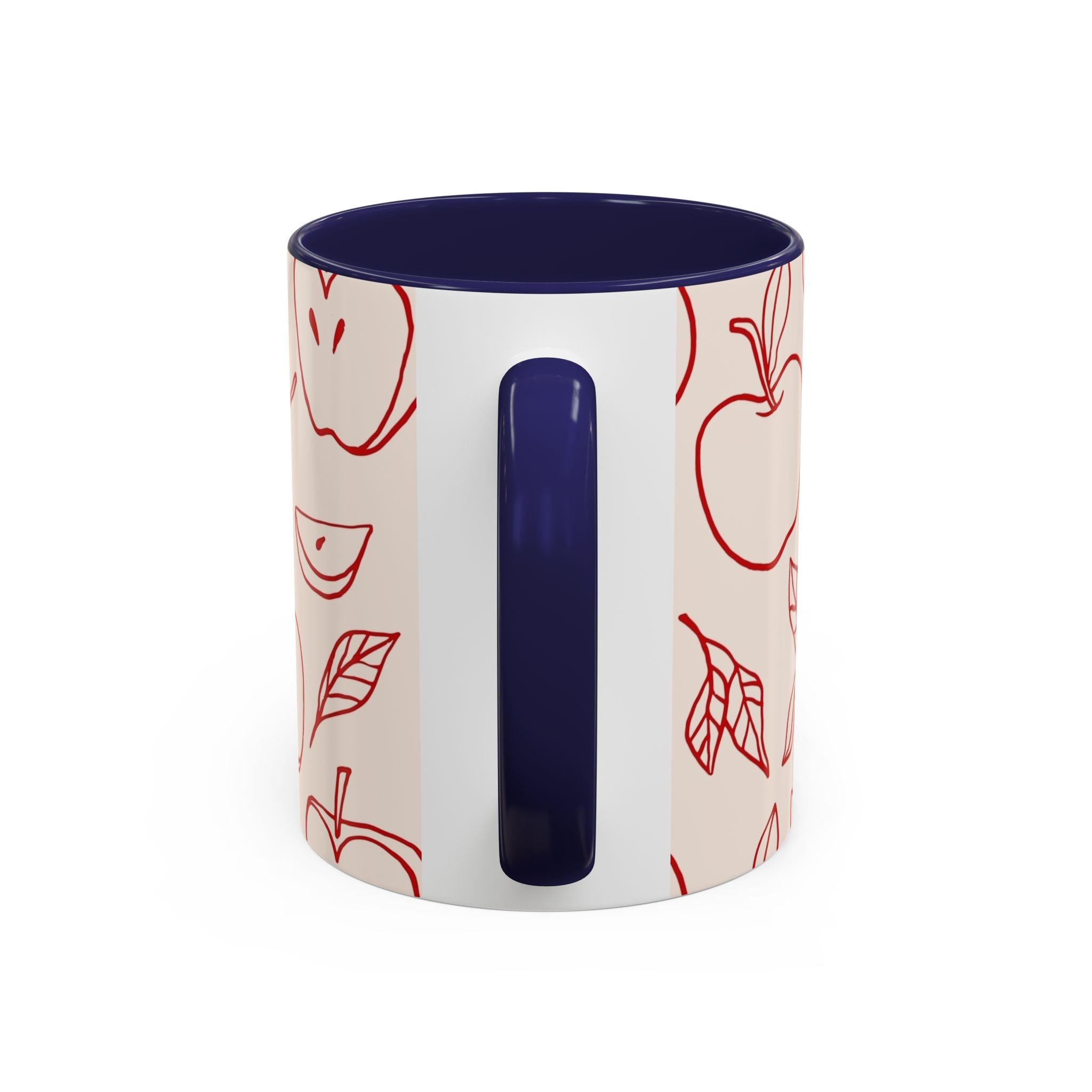 Apple Doodle Accent Coffee Mug — Red Apple Pattern Ceramic Mug (11/15oz)