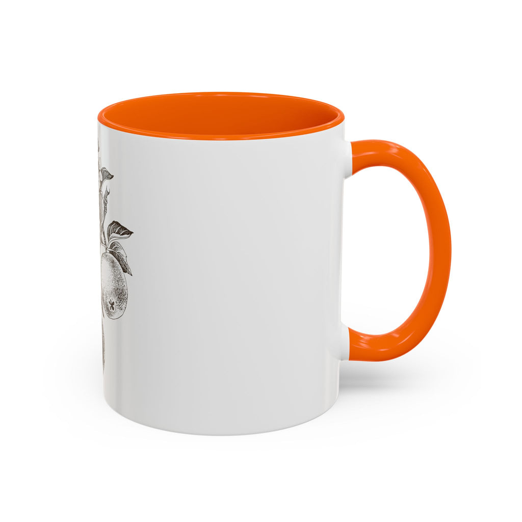 Botanical Apple Accent Coffee Mug — Vintage Fruit Sketch Ceramic Mug (11/15 oz)