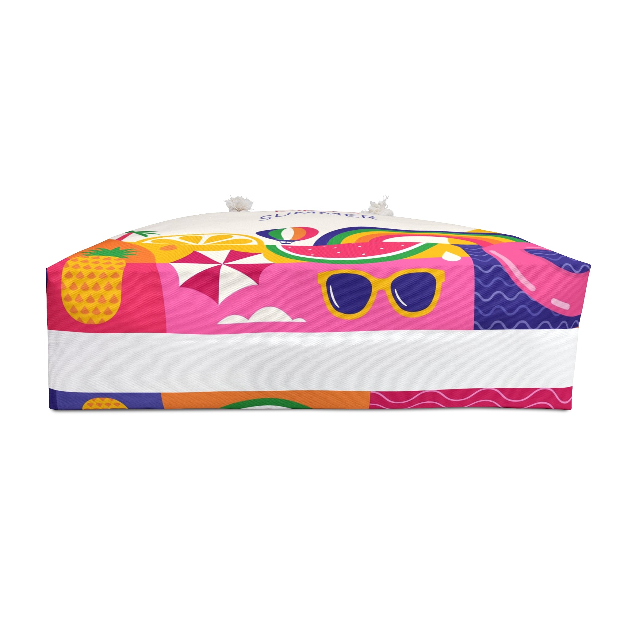 Hello Summer Colorful Beach Illustration Weekender Bag | Rainbow Watermelon Tote