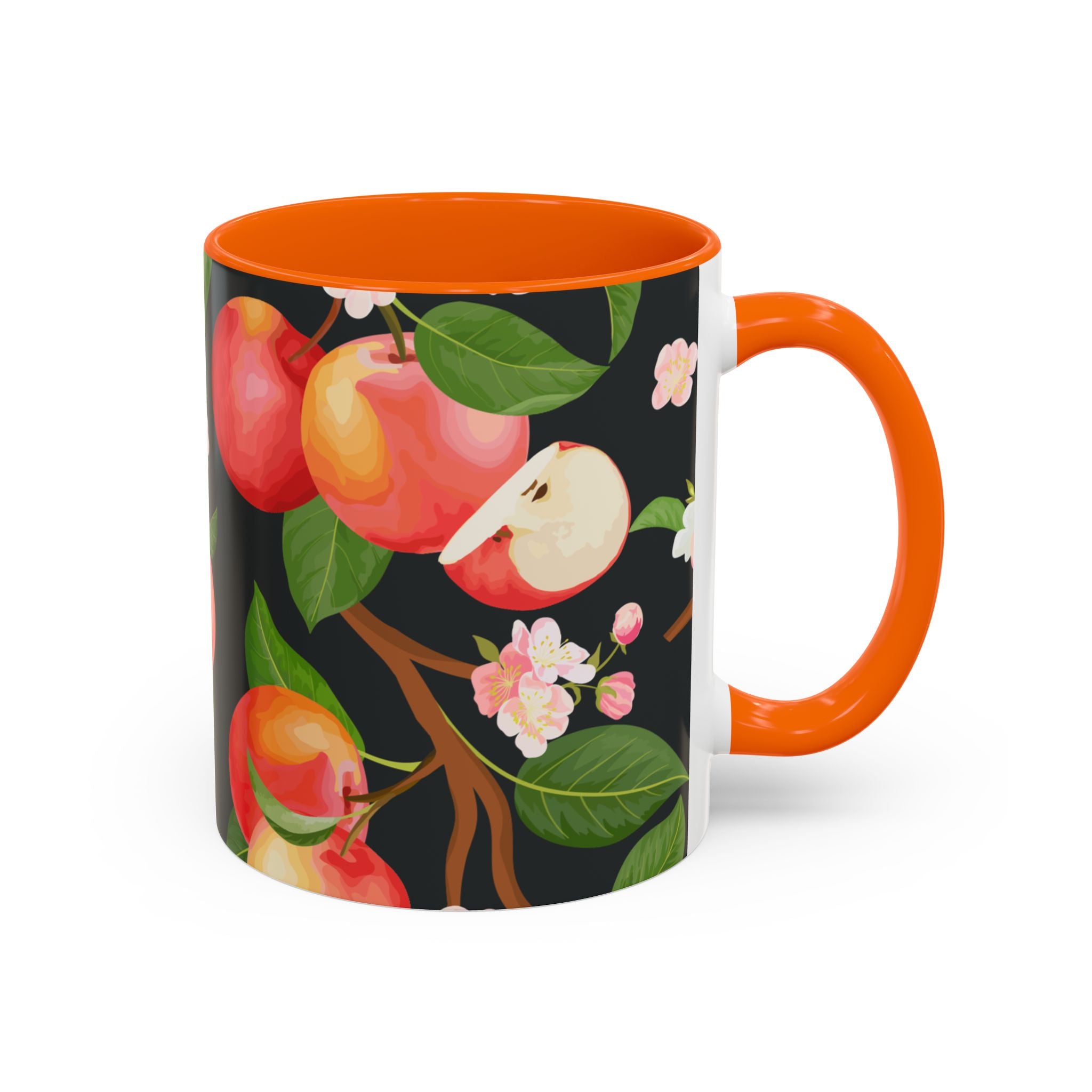 Apple Blossom Accent Coffee Mug – Floral Fruit Ceramic Mug (11/15oz)