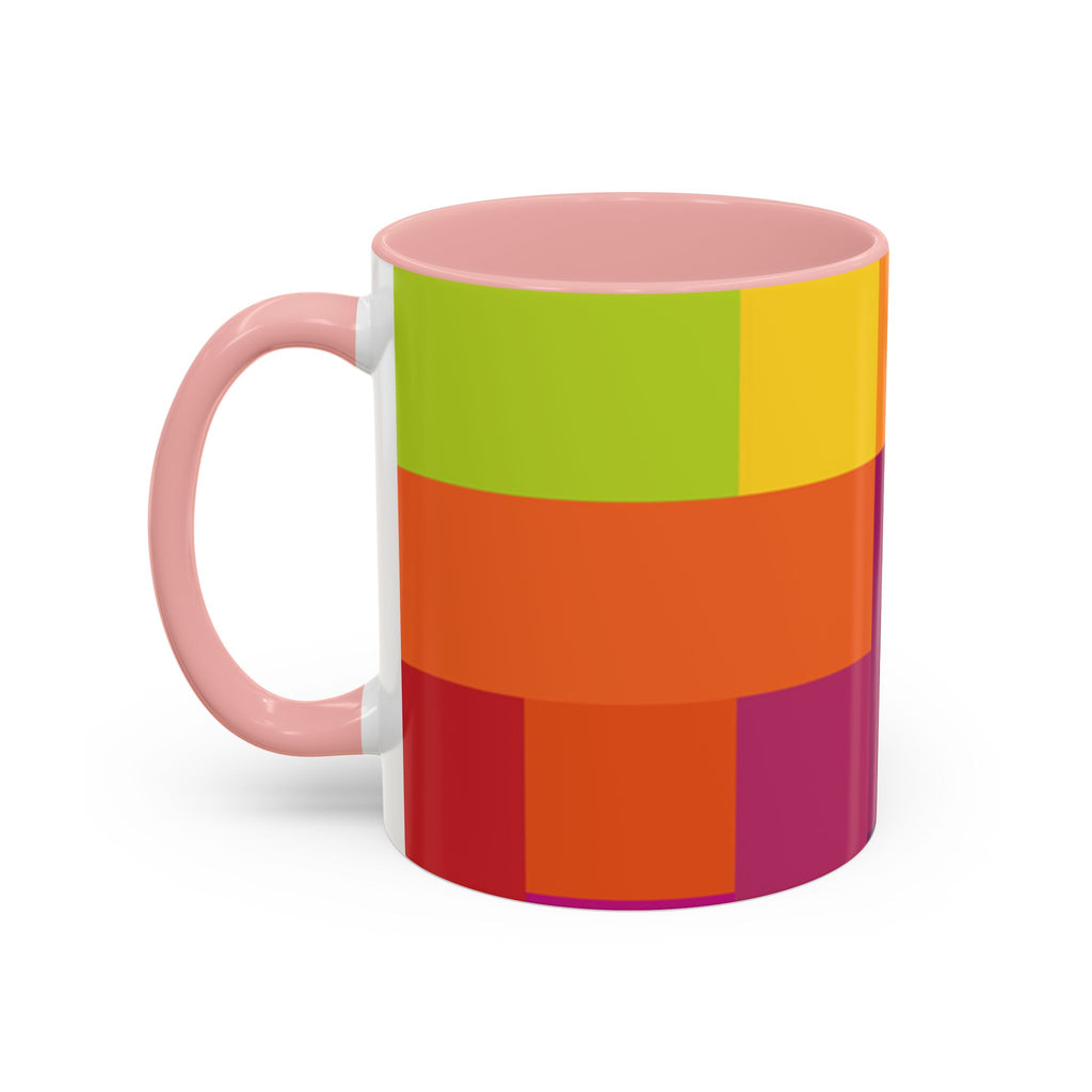 Color Block Accent Coffee Mug — Bright Geometric Pattern