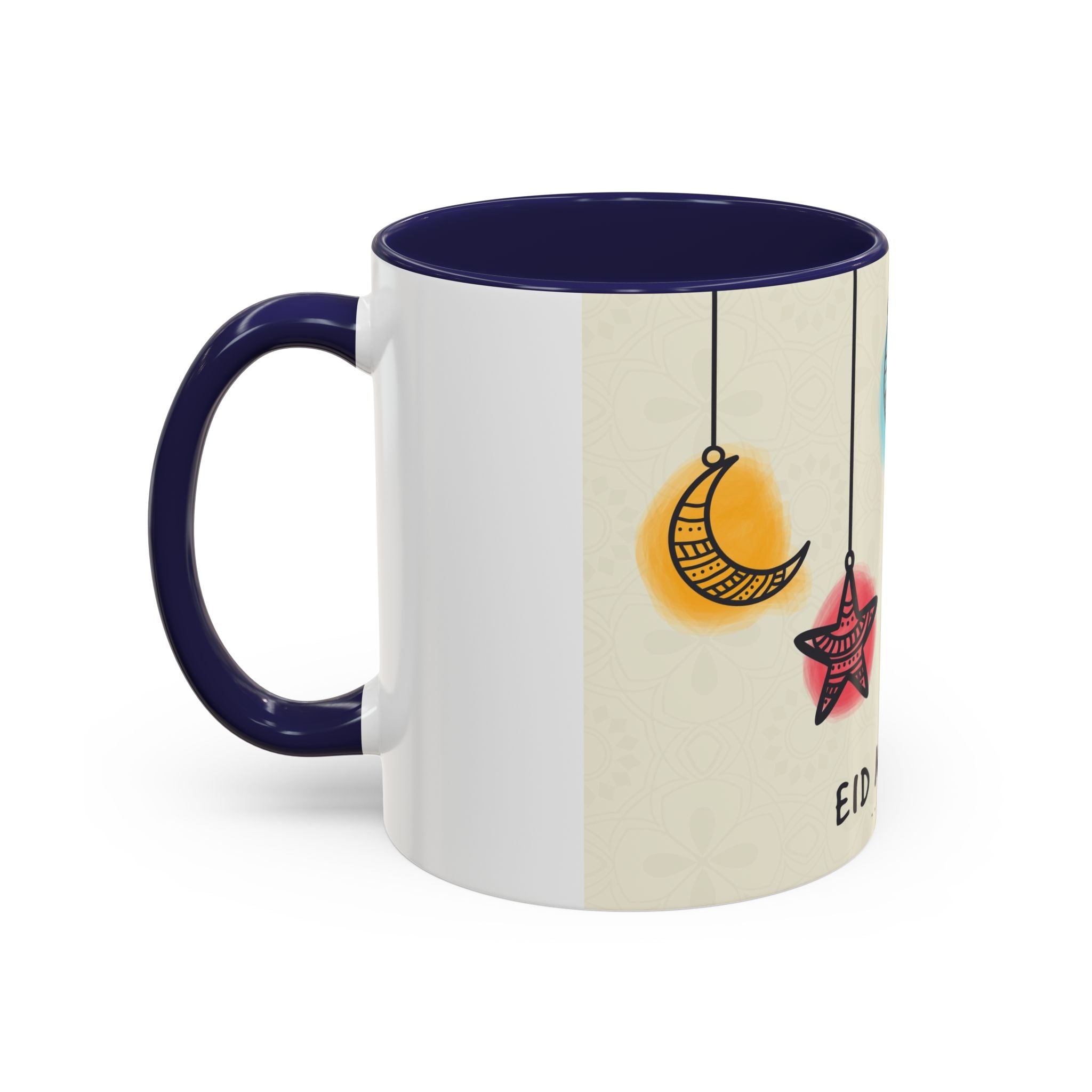 Eid Mubarak Accent Coffee Mug — Festive Crescent & Star Design (11/15 oz)