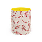 Apple Doodle Accent Coffee Mug — Red Apple Pattern Ceramic Mug (11/15oz)