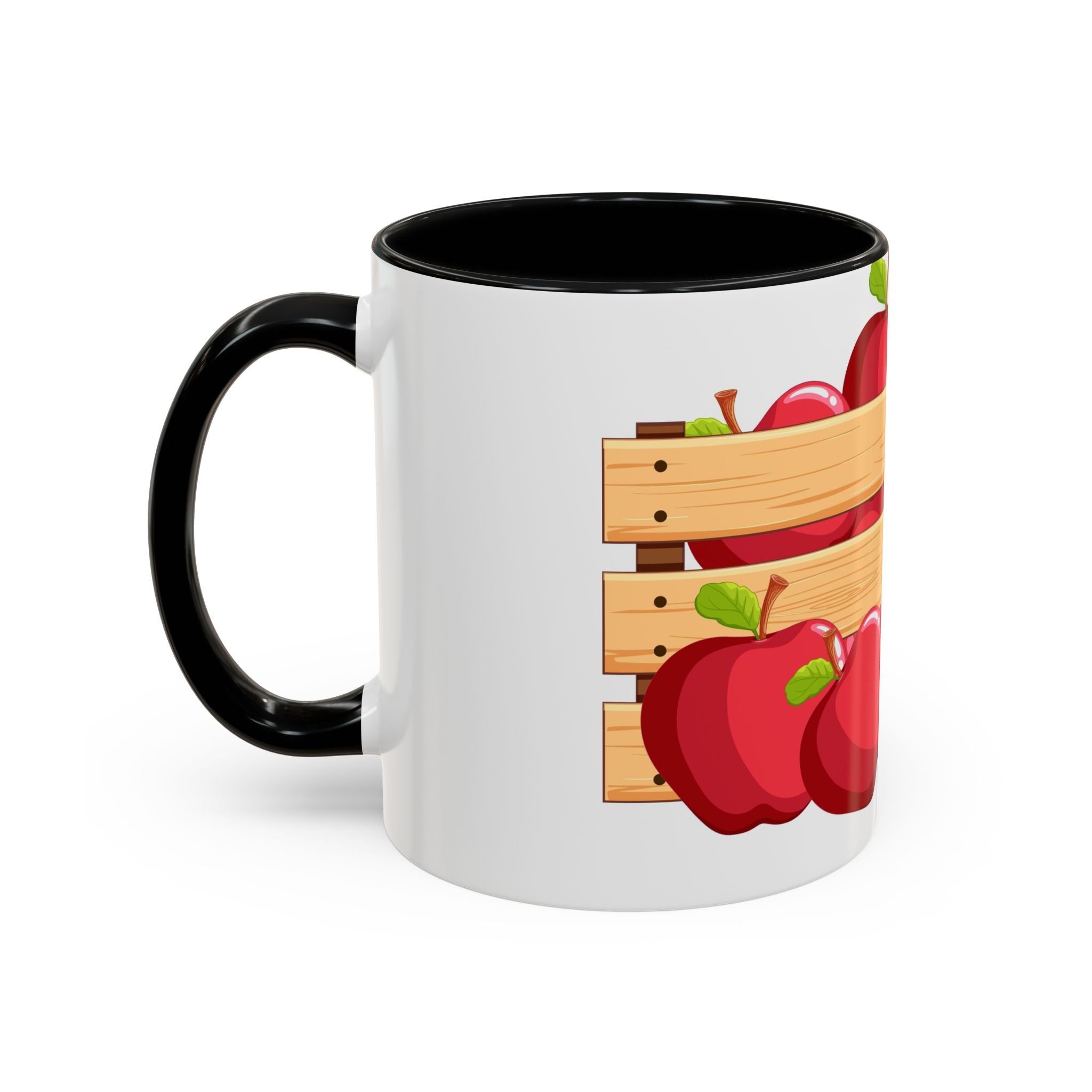 Apple Crate Accent Coffee Mug — Rustic Farmhouse Fruit Design (11/15oz)