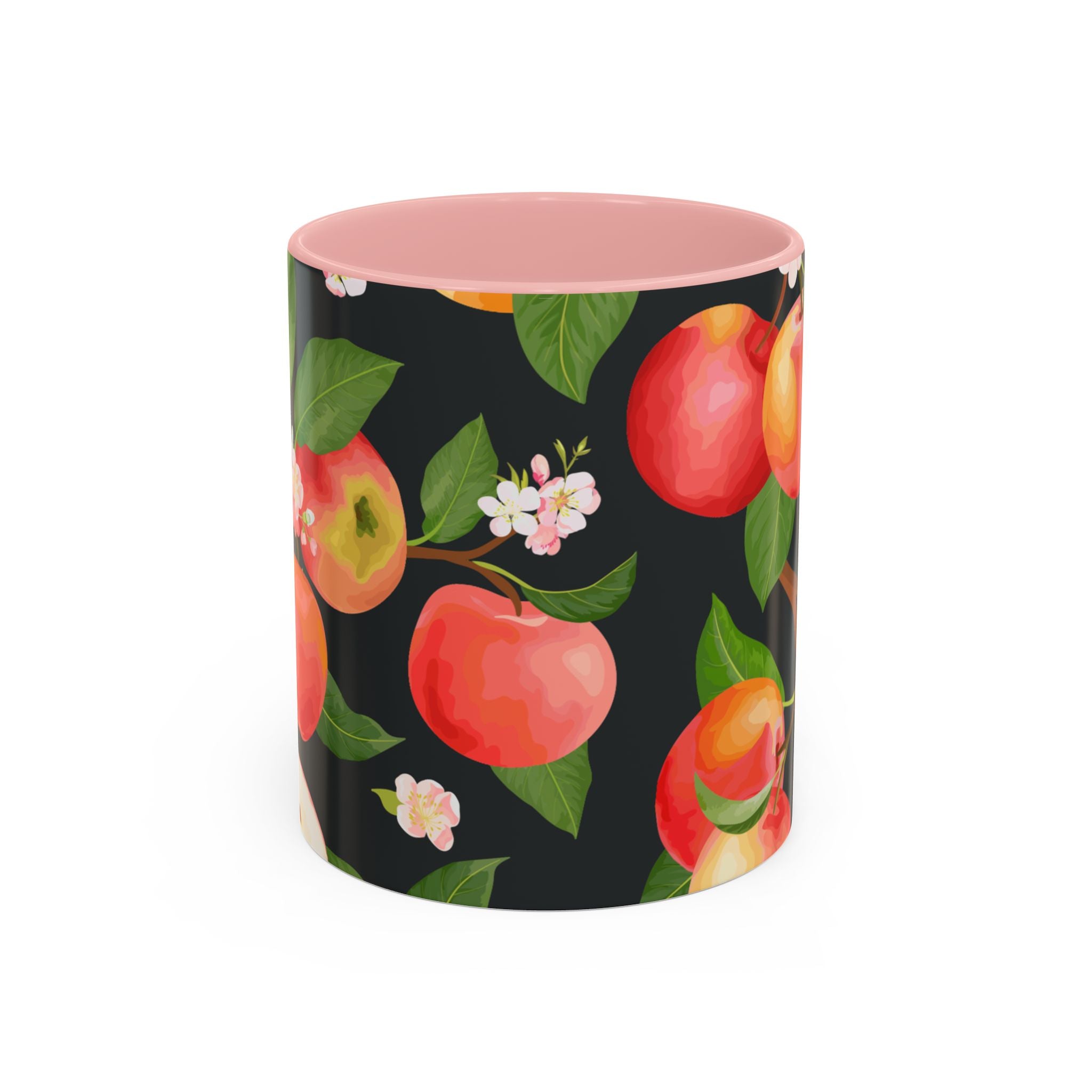 Apple Blossom Accent Coffee Mug – Floral Fruit Ceramic Mug (11/15oz)
