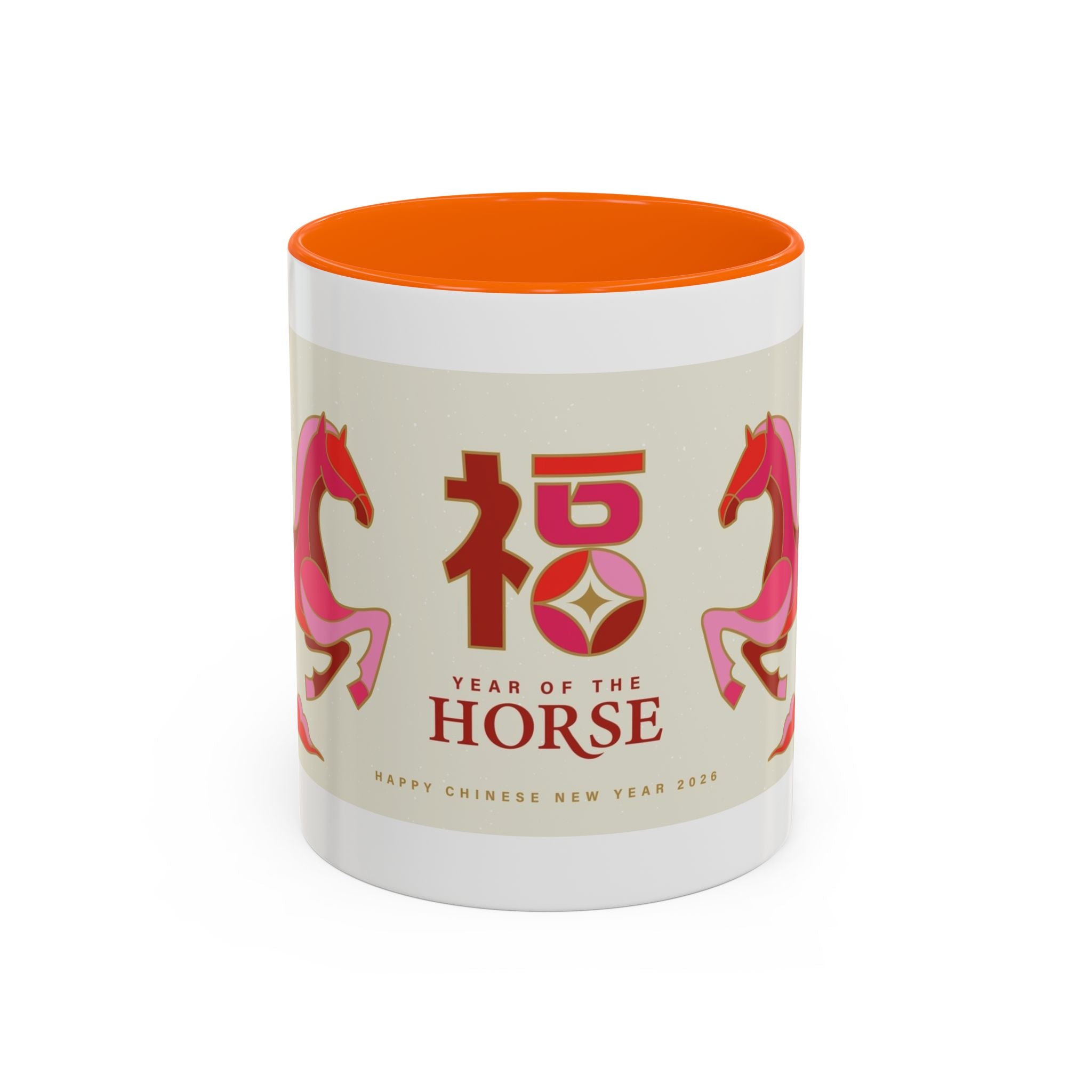 Year of the Horse Accent Coffee Mug — Chinese New Year Lucky Horse Design (11/15oz)