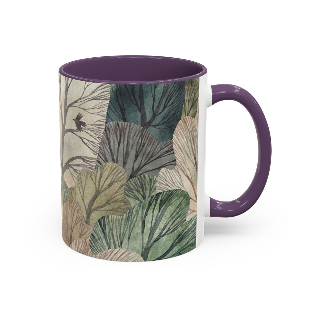 Botanical Woodland Coffee Mug — Earthy Leaf Pattern Accent Mug (11/15oz)