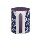 Nordic Reindeer Pattern Accent Coffee Mug — Blue Holiday Tea Cup (11/15oz)