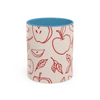 Apple Doodle Accent Coffee Mug — Red Apple Pattern Ceramic Mug (11/15oz)