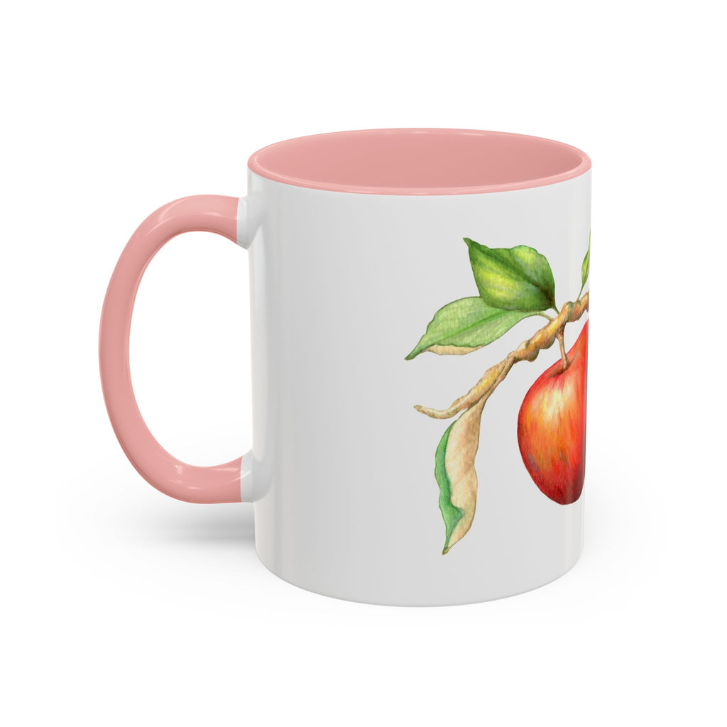Apple Branch Accent Coffee Mug — Watercolor Fruit Kitchen Mug (11/15oz)