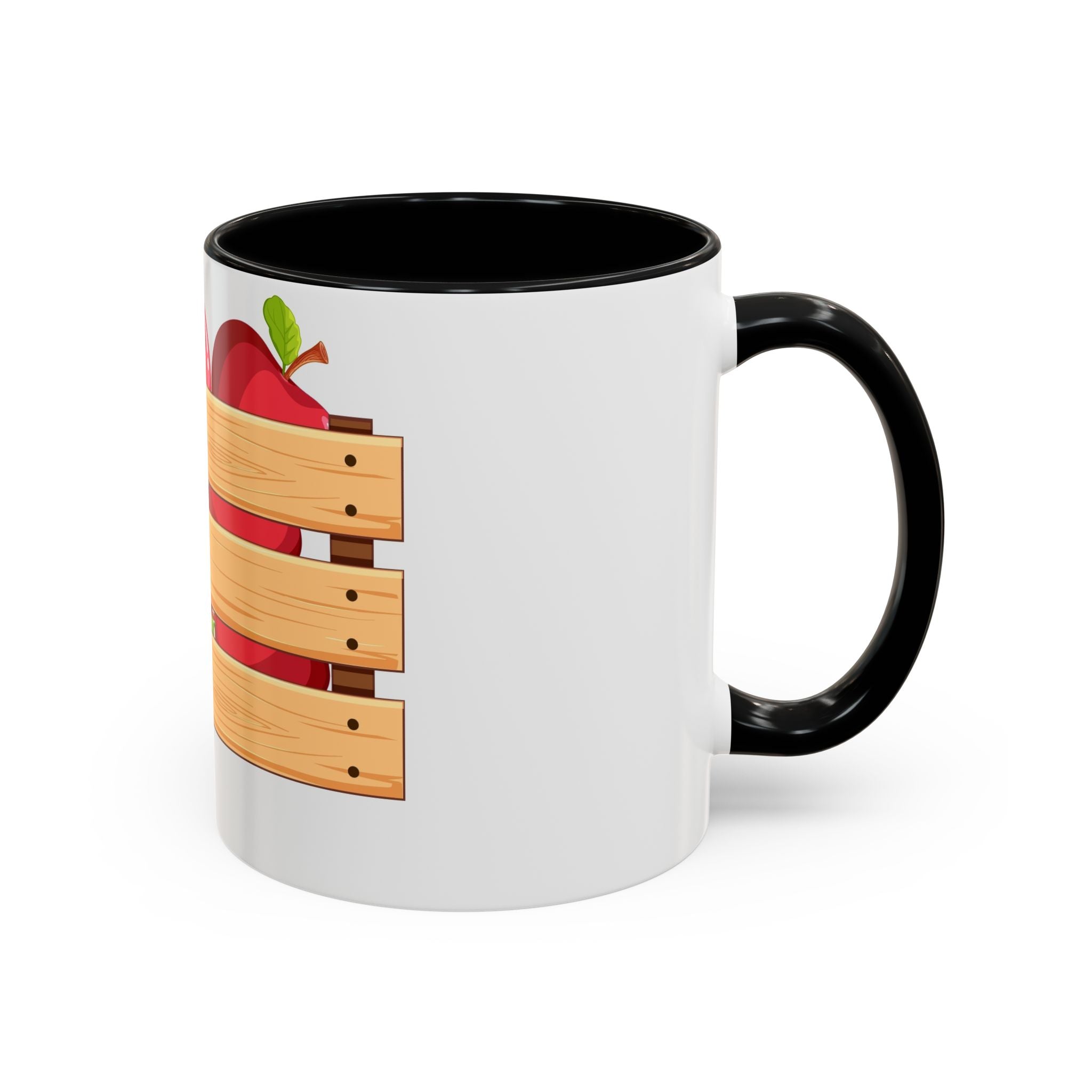 Apple Crate Accent Coffee Mug — Rustic Farmhouse Fruit Design (11/15oz)