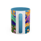 Tropical Floral Accent Coffee Mug — Bright Orange Botanical Design (11/15 oz)