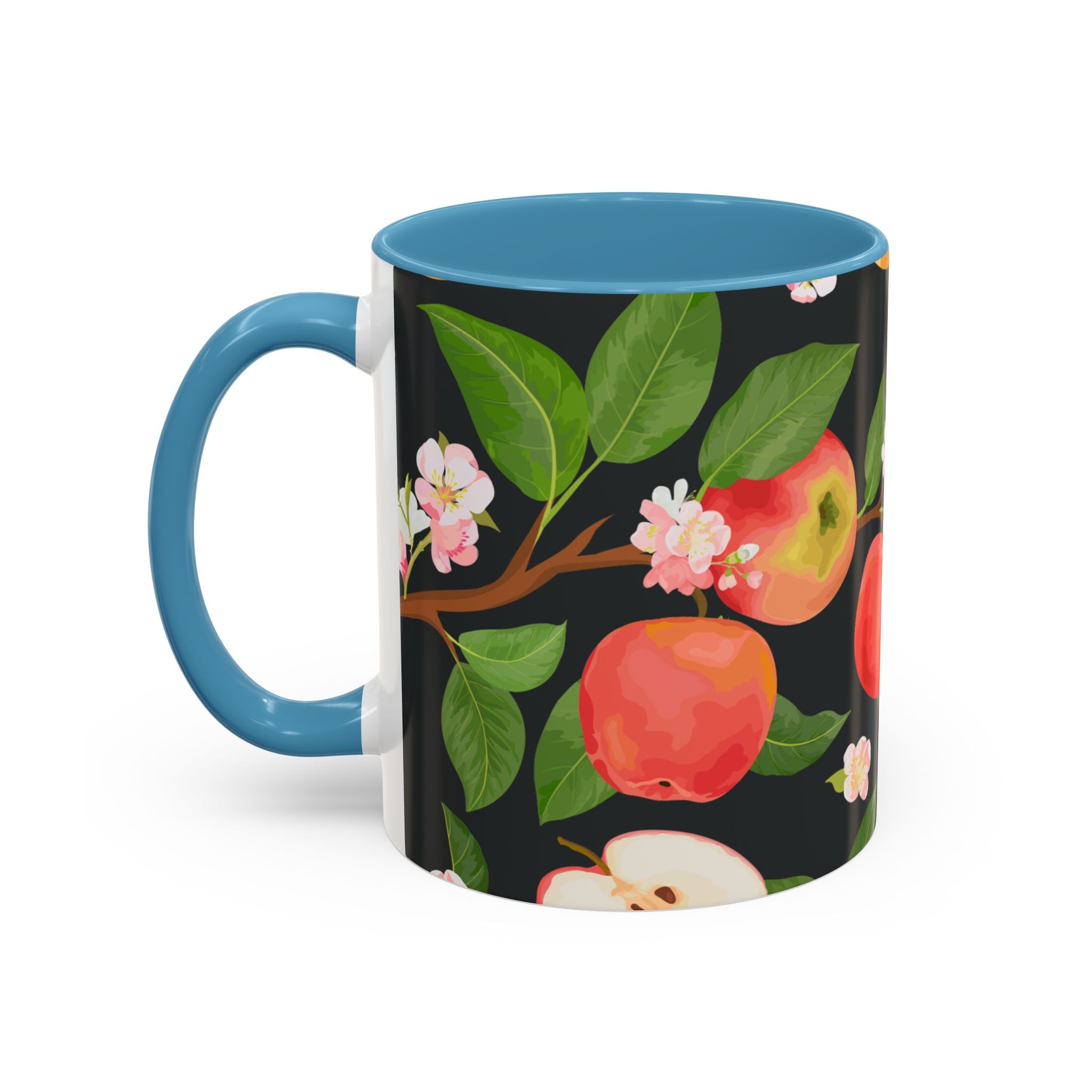 Apple Blossom Accent Coffee Mug – Floral Fruit Ceramic Mug (11/15oz)