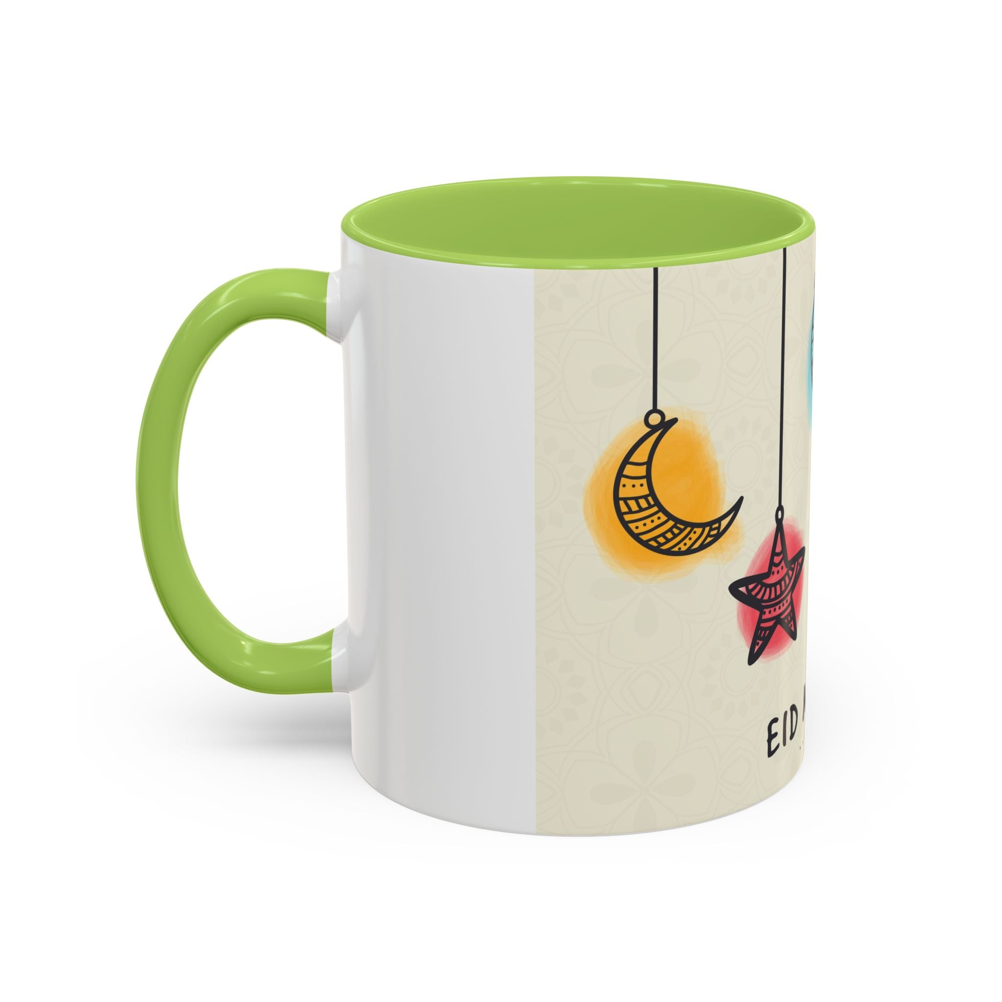 Eid Mubarak Accent Coffee Mug — Festive Crescent & Star Design (11/15 oz)