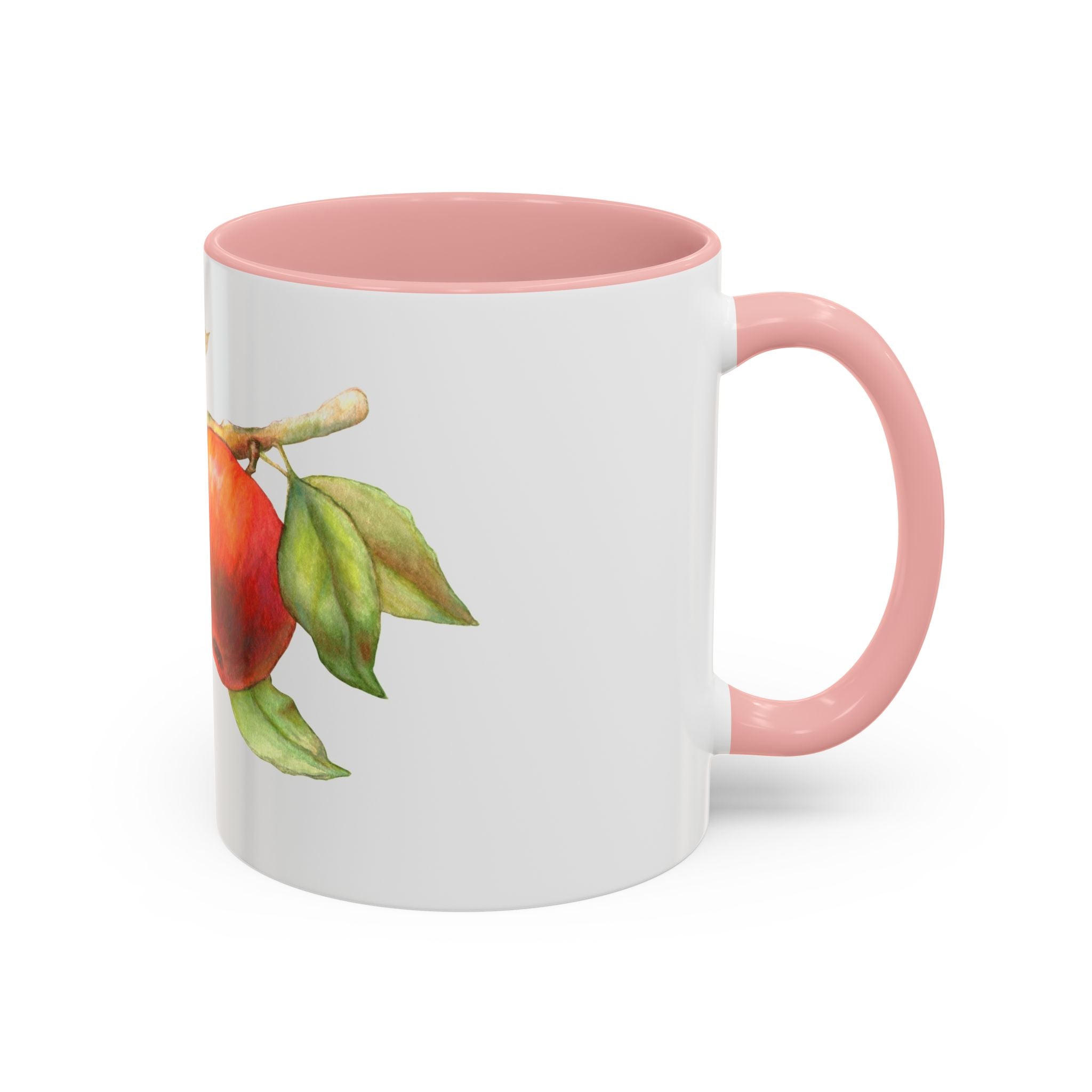 Apple Branch Accent Coffee Mug — Watercolor Fruit Kitchen Mug (11/15oz)