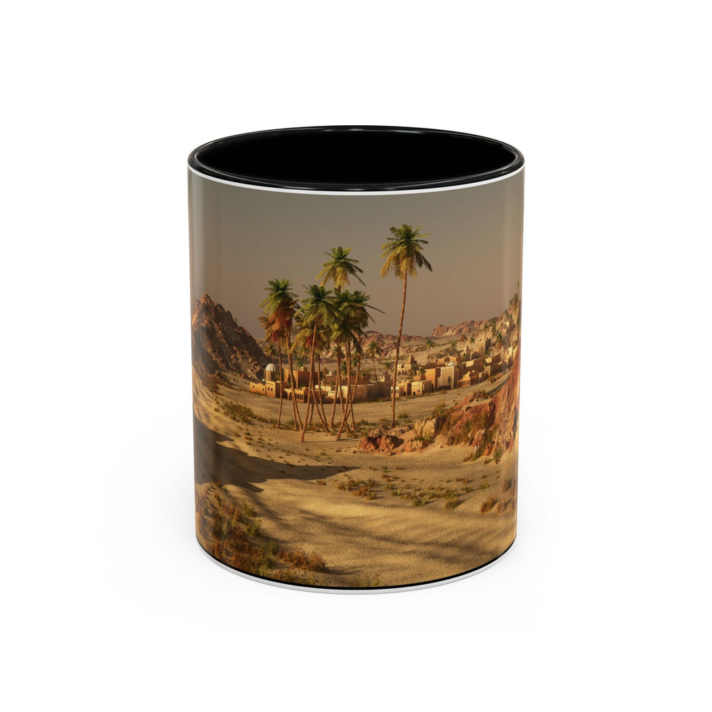 Desert Oasis Coffee Mug — Palm Trees & Sunset Scenic Accent Mug