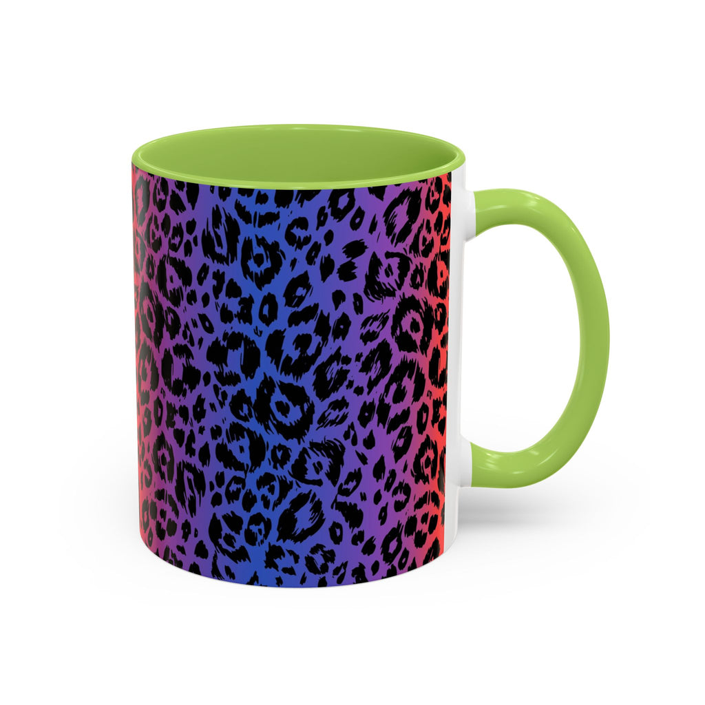 Rainbow Leopard Accent Coffee Mug — Colorful Animal Print 11/15oz