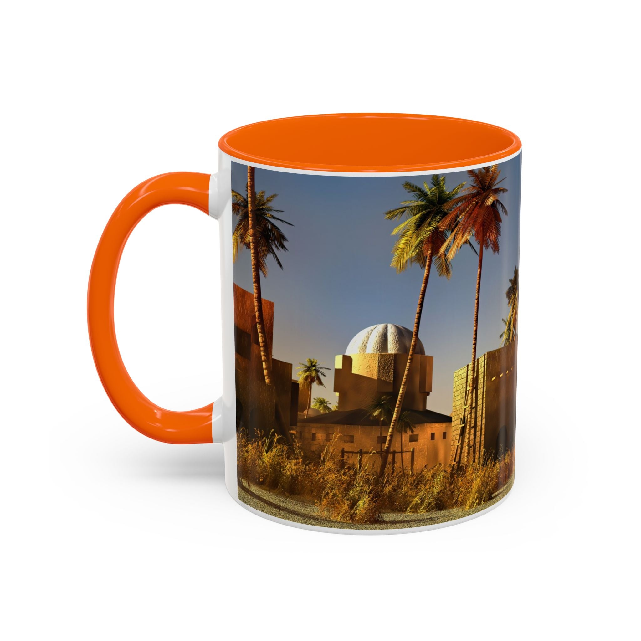 Desert Oasis Accent Coffee Mug – Palm Trees & Sunset Scenic Ceramic Mug (11/15oz)