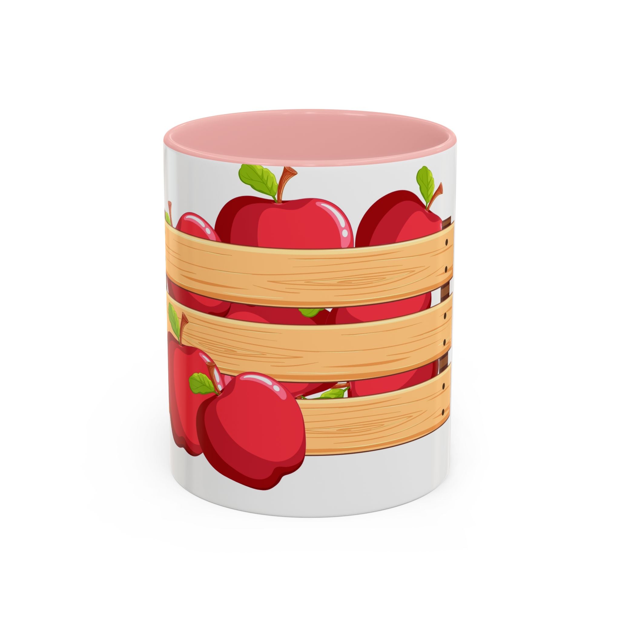 Apple Crate Accent Coffee Mug — Rustic Farmhouse Fruit Design (11/15oz)