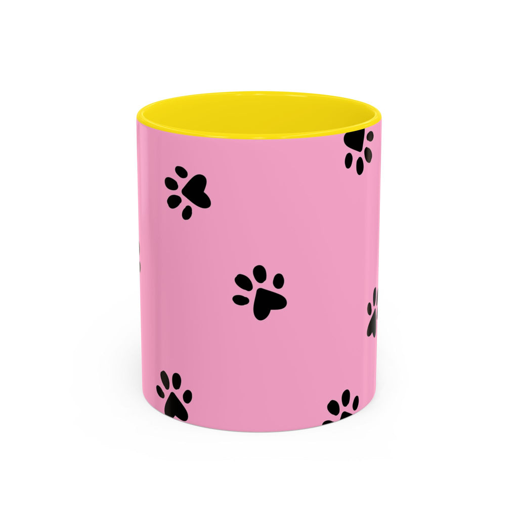 Pink Paw Print Coffee Mug – Cute Pet Lover Accent Mug (11/15oz)