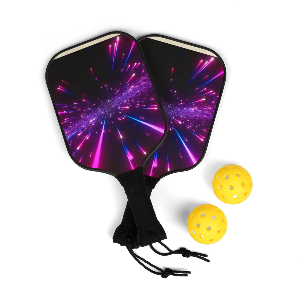 Pickleball Paddle Set — Neon Burst Design Pickleball Kit with 2 Paddles & Balls