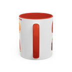 Fruit Pattern Accent Coffee Mug — Colorful Tropical Fruit Icons (11/15oz)