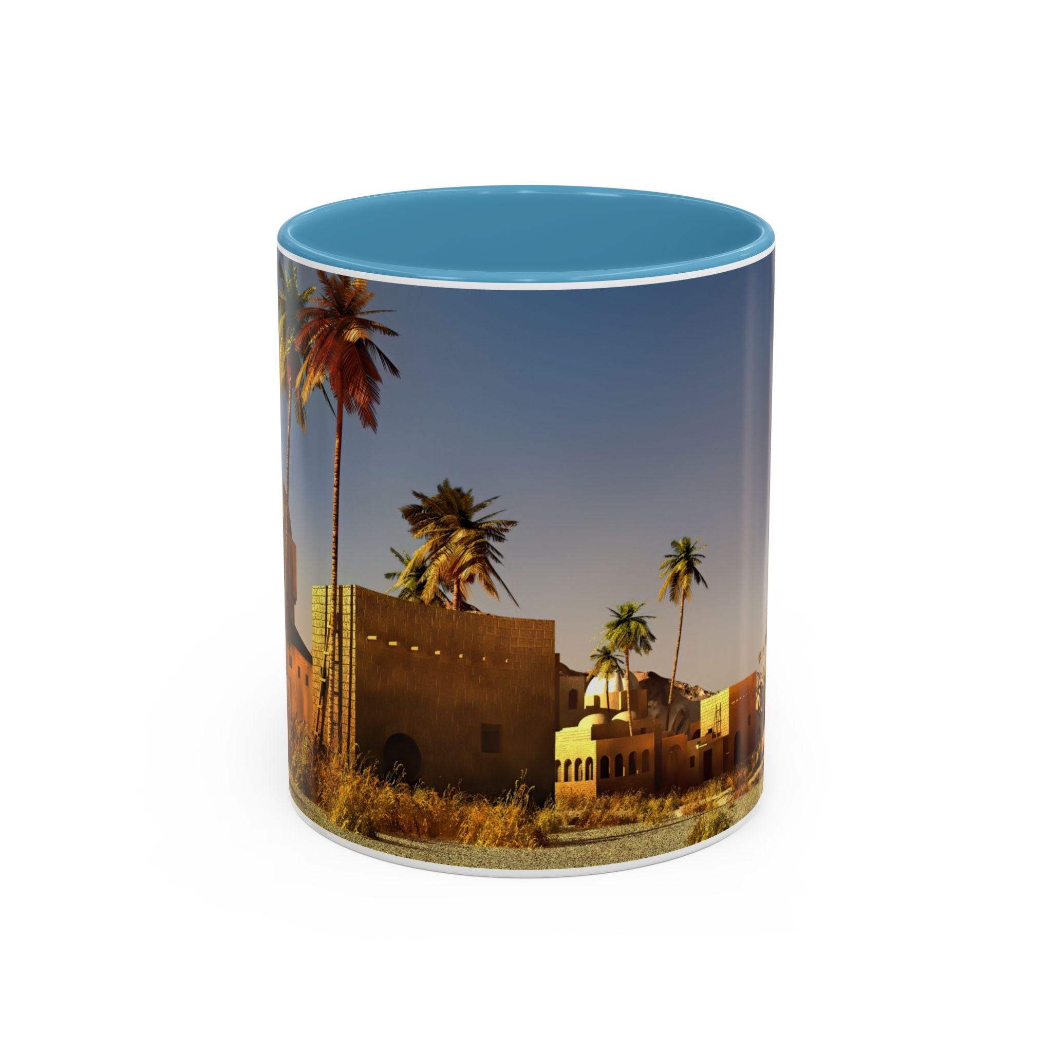 Desert Oasis Accent Coffee Mug – Palm Trees & Sunset Scenic Ceramic Mug (11/15oz)